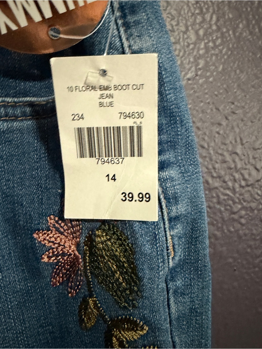 Royalty For Me Floral Embroidered Mid Rise Straight-Leg Jeans NWT - Picture 4 of 9